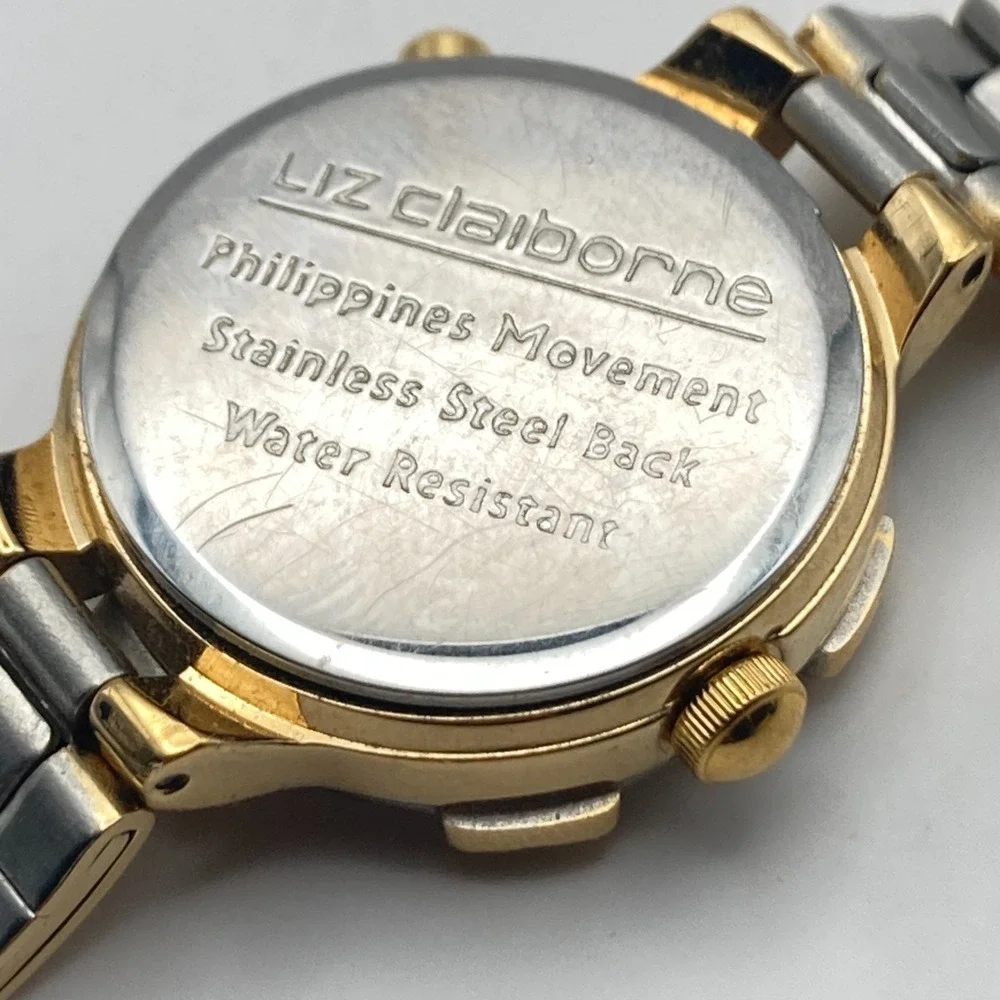 Vintage Liz Claiborne Womens Watch Indiglo Silver Gold Tone New Battery SMALL 6